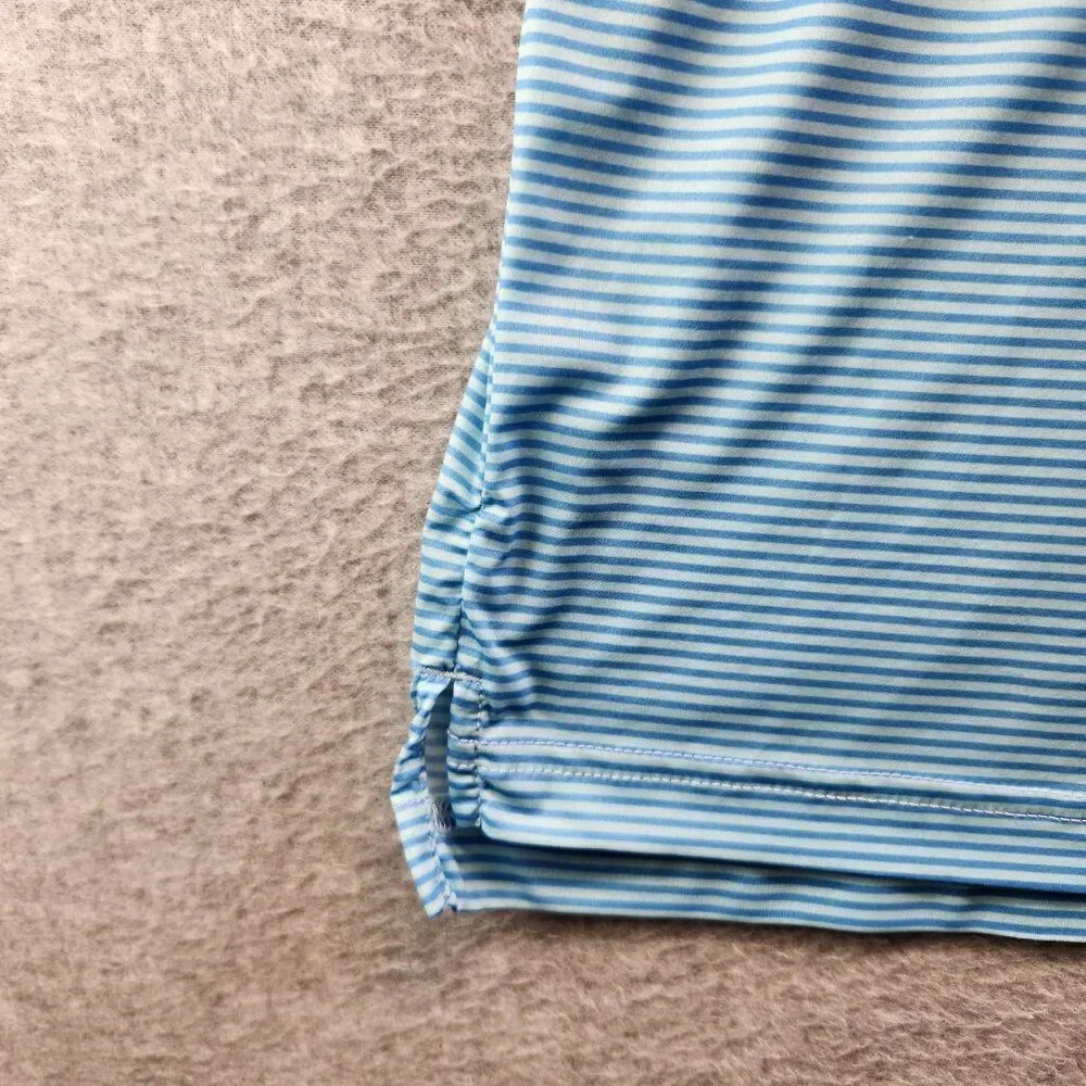 Straight Down Shirt Mens L Blue Striped Golf Performance Polo Ultralightweight - Picture 5 of 12